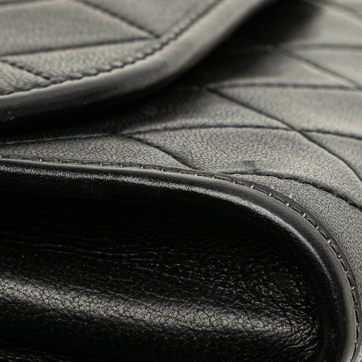 Mini CC Quilted Lambskin Round Flap Black - Gaby Paris