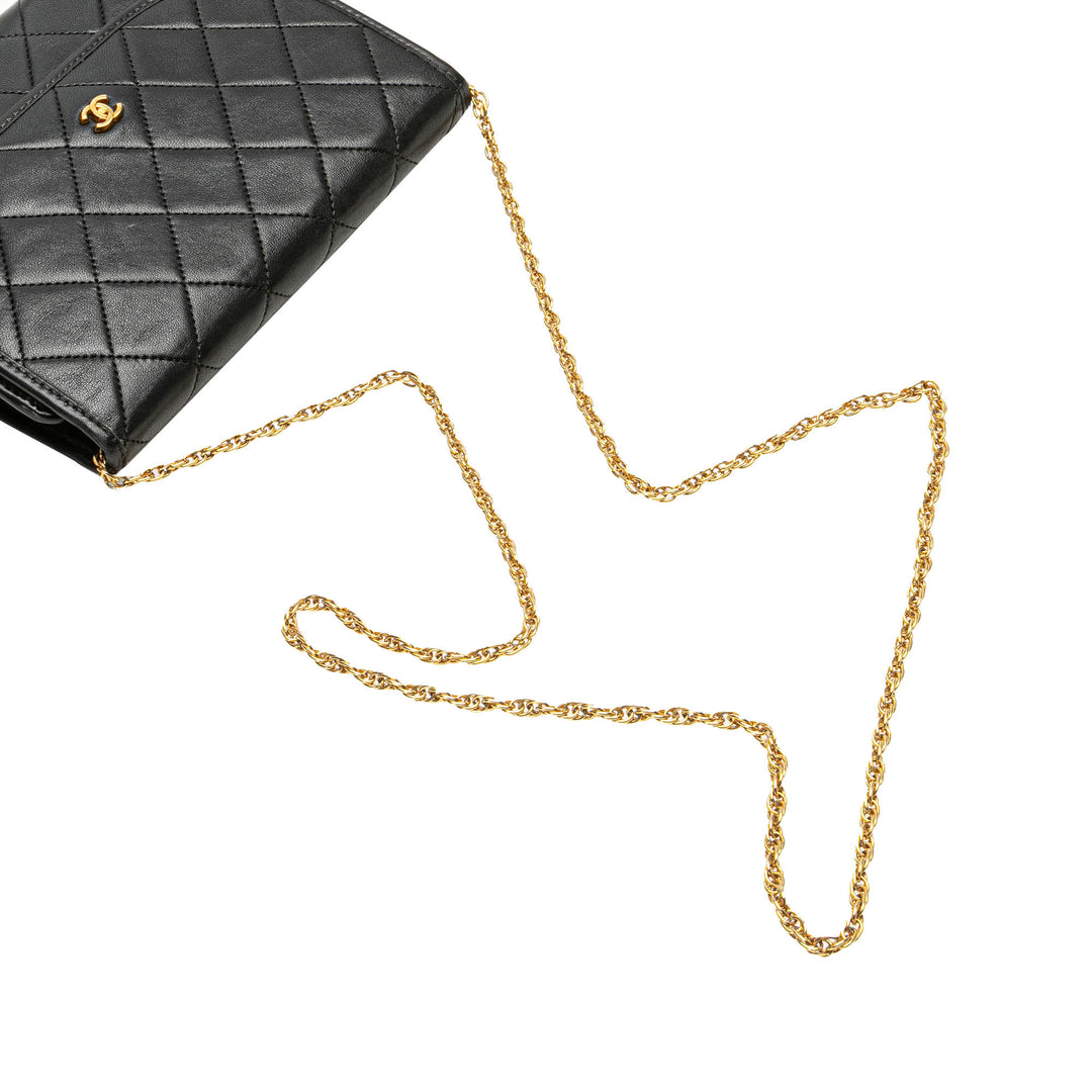 Mini CC Quilted Lambskin Round Flap Black - Gaby Paris