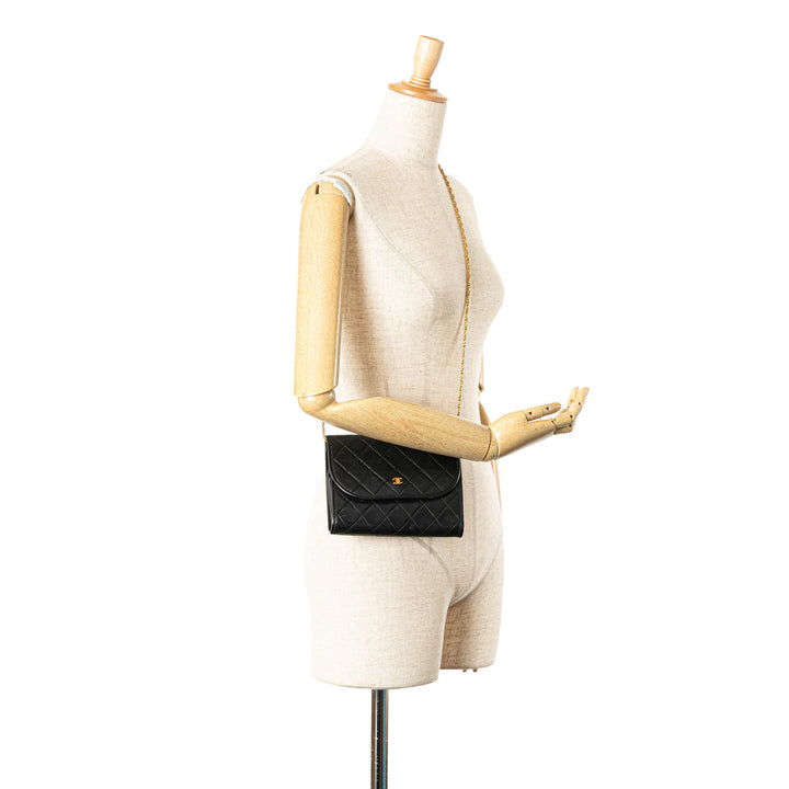 Mini CC Quilted Lambskin Round Flap Black - Gaby Paris