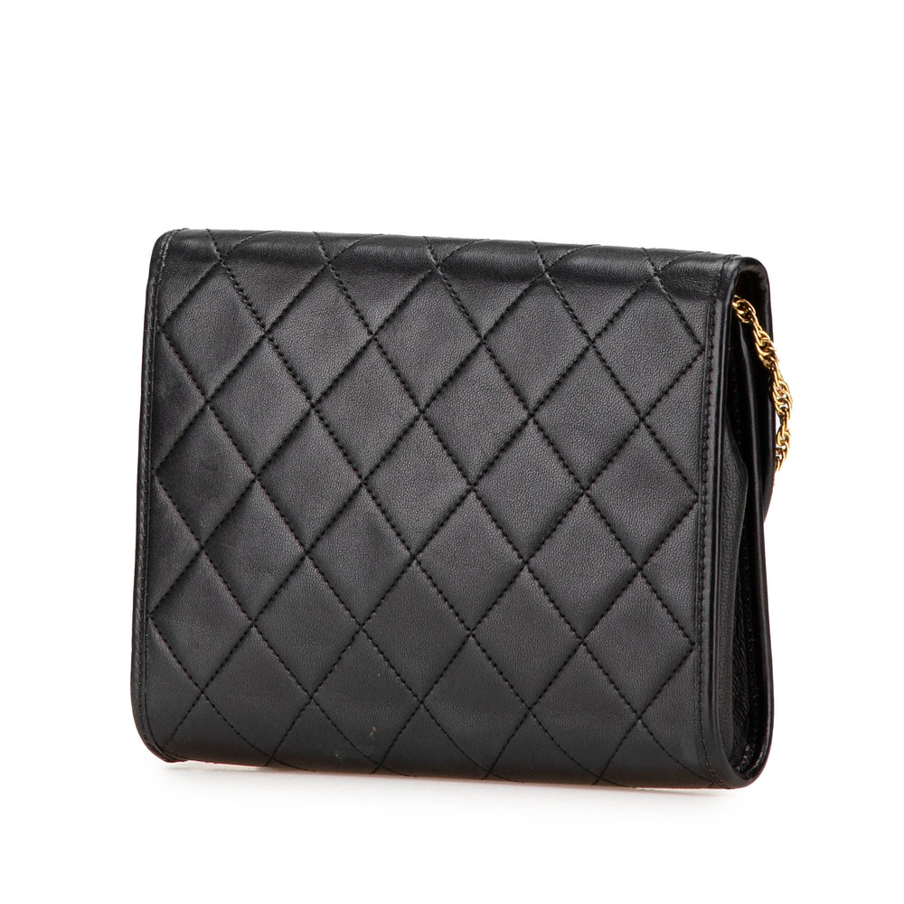 Mini CC Quilted Lambskin Round Flap Black - Gaby Paris