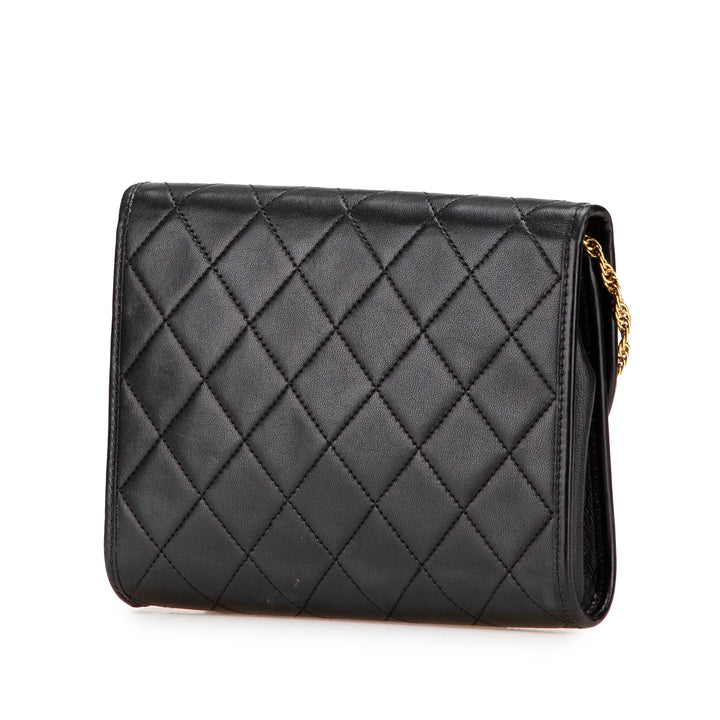 Mini CC Quilted Lambskin Round Flap Black - Gaby Paris