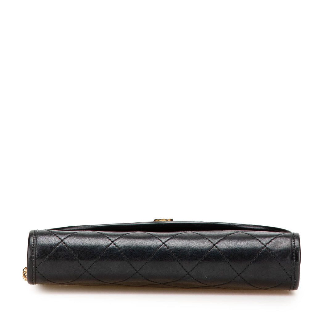 Mini CC Quilted Lambskin Round Flap Black - Gaby Paris