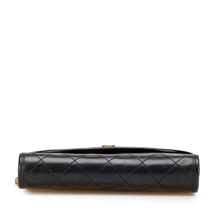 Mini CC Quilted Lambskin Round Flap Black - Gaby Paris