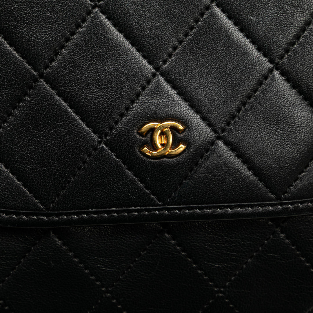 Mini CC Quilted Lambskin Round Flap Black - Gaby Paris