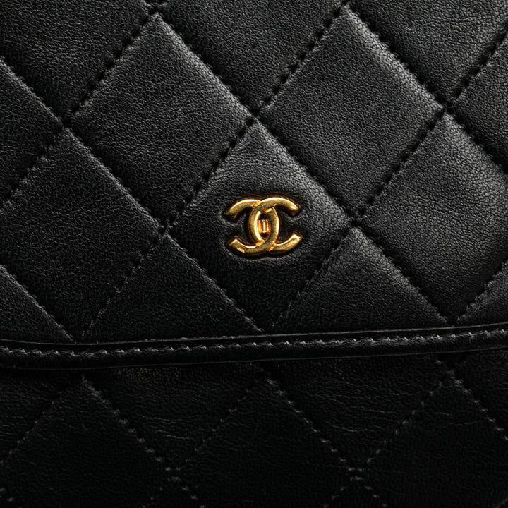Mini CC Quilted Lambskin Round Flap Black - Gaby Paris