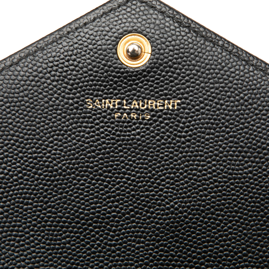 Saint Laurent Grain De Poudre Chevron Cassandre Envelope Chain Portefeuille
