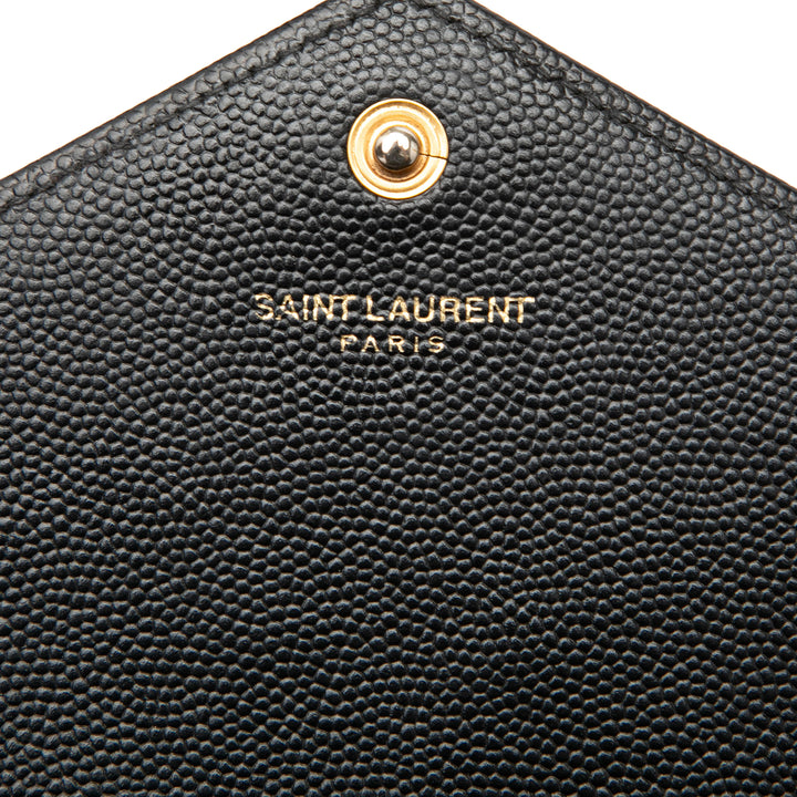 Saint Laurent Grain De Poudre Chevron Cassandre Envelope Chain Portefeuille