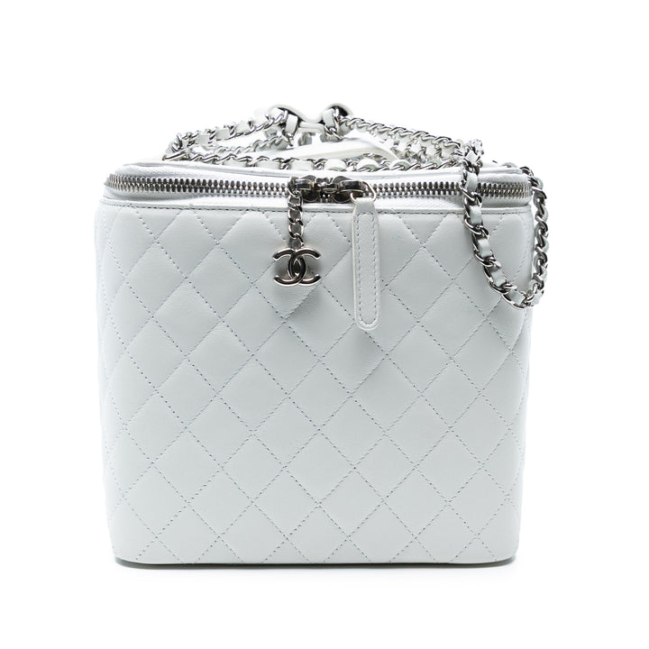 Chanel Large Matelassé Cuir d’agneau anse supérieure Jewelry Boîte avec chaîne