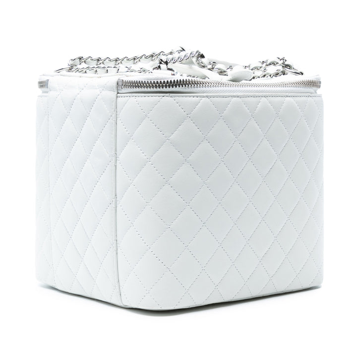 Chanel Large Matelassé Cuir d’agneau anse supérieure Jewelry Boîte avec chaîne