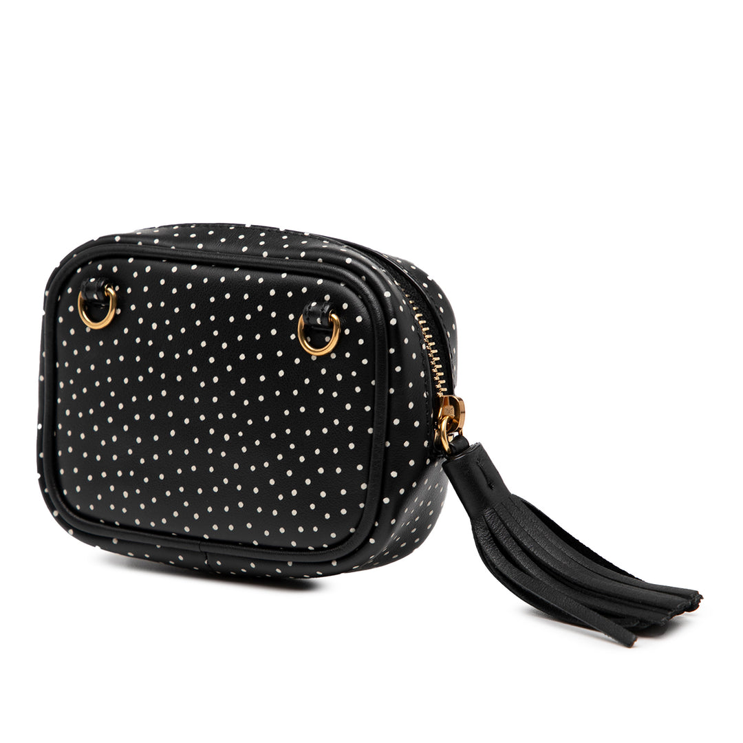 Saint Laurent Baby Quilted Chevron Cuir de veau Monogram Polka Dot Lou Sac caméra Noir