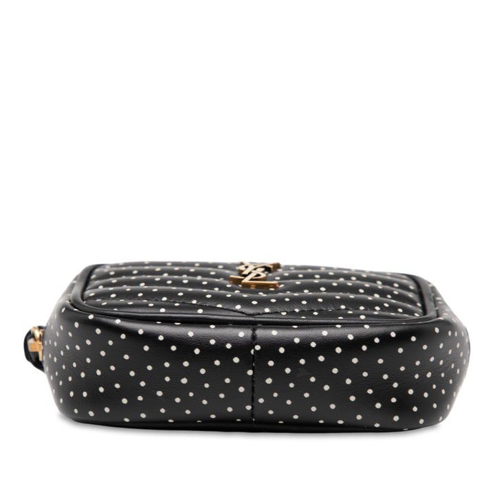 Saint Laurent Baby Quilted Chevron Cuir de veau Monogram Polka Dot Lou Sac caméra Noir