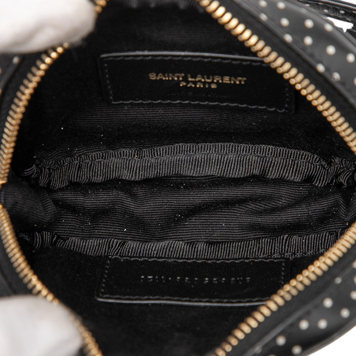 Saint Laurent Baby Quilted Chevron Cuir de veau Monogram Polka Dot Lou Sac caméra Noir