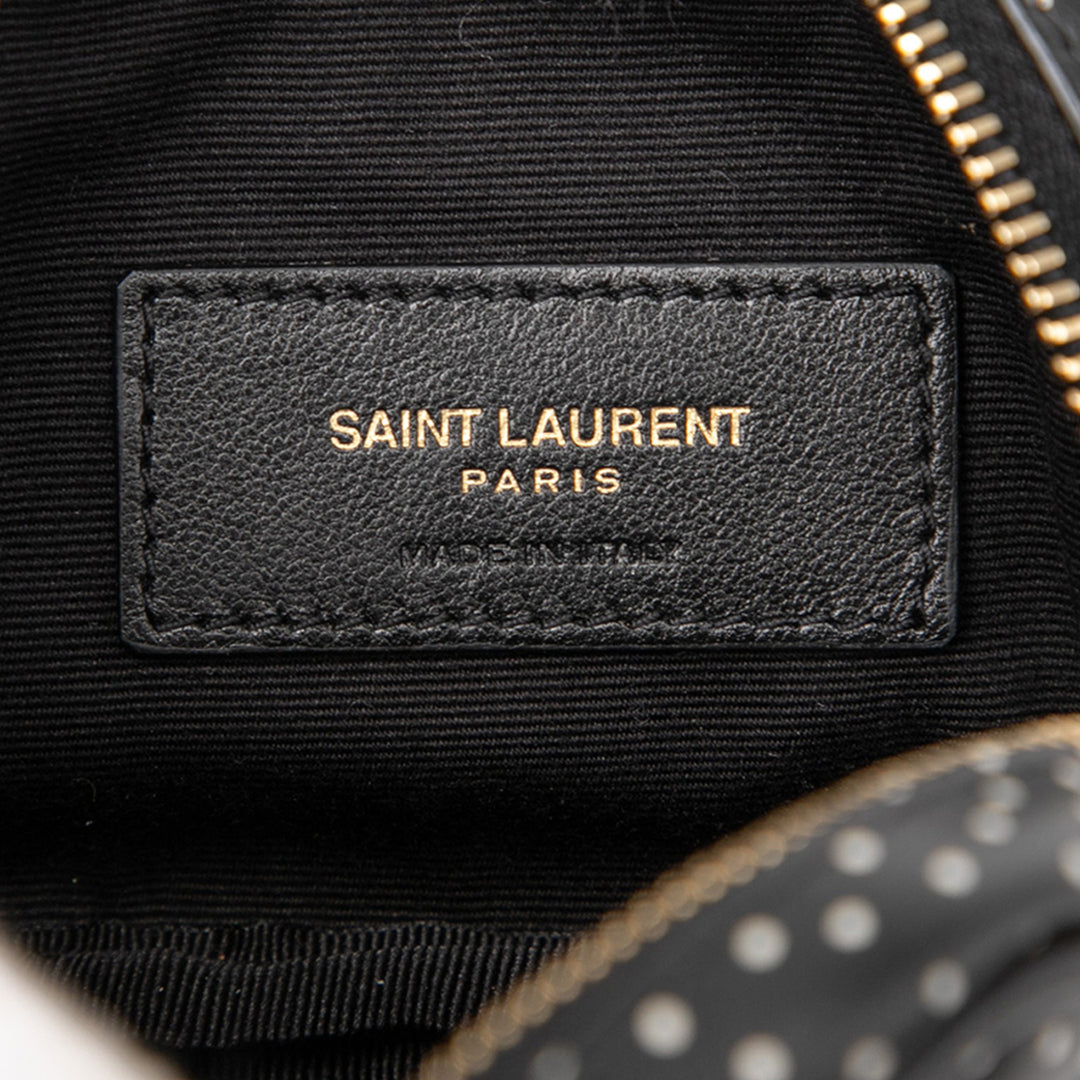 Saint Laurent Baby Quilted Chevron Cuir de veau Monogram Polka Dot Lou Sac caméra Noir