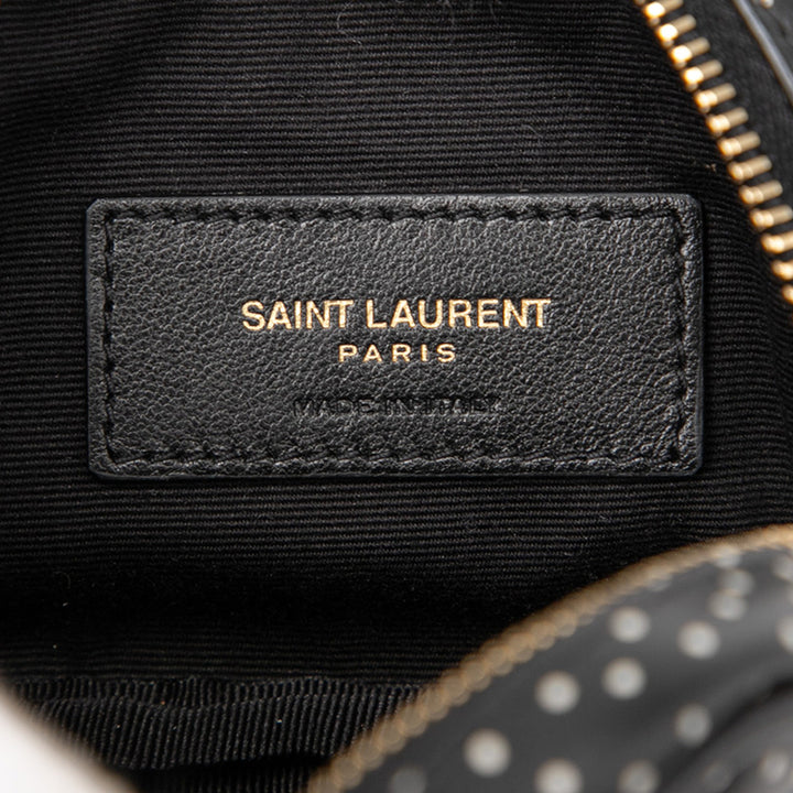 Saint Laurent Baby Quilted Chevron Cuir de veau Monogram Polka Dot Lou Sac caméra Noir