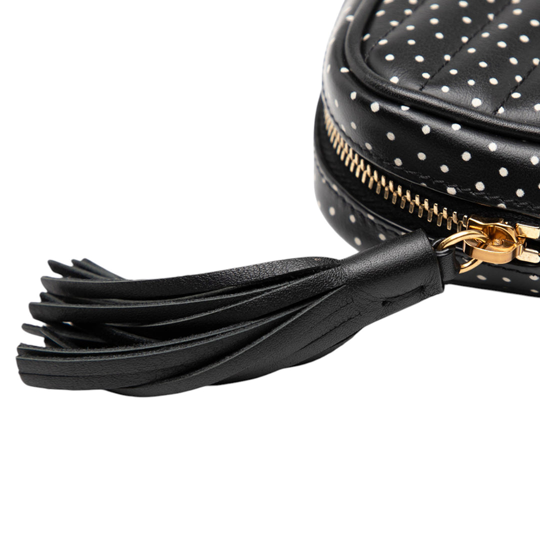 Saint Laurent Baby Quilted Chevron Cuir de veau Monogram Polka Dot Lou Sac caméra Noir
