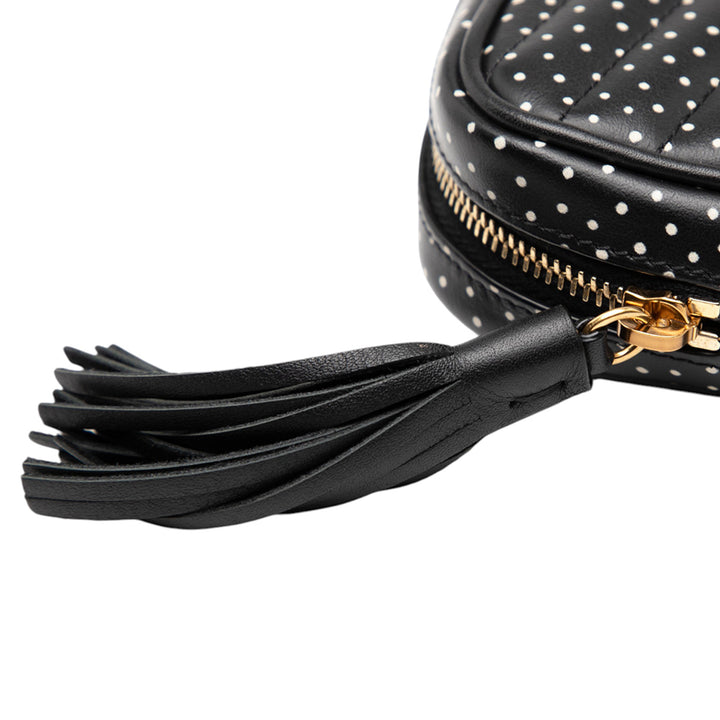 Saint Laurent Baby Quilted Chevron Cuir de veau Monogram Polka Dot Lou Sac caméra Noir