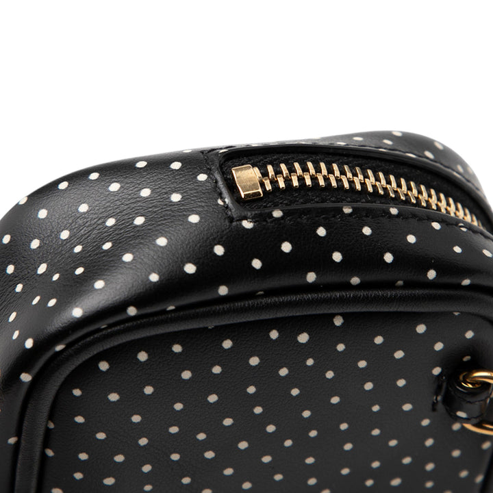 Saint Laurent Baby Quilted Chevron Cuir de veau Monogram Polka Dot Lou Sac caméra Noir