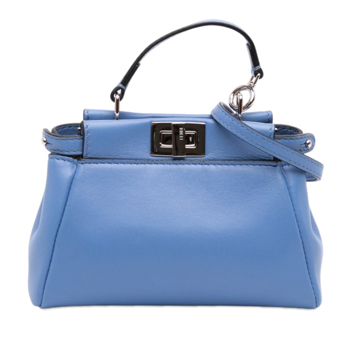 Fendi Peekaboo Iconic Sac Micro nappa Bleu