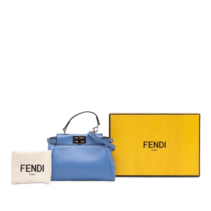 Fendi Peekaboo Iconic Sac Micro nappa Bleu