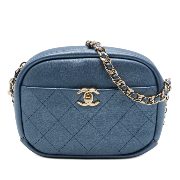 Chanel Small Matelassé Metallic Cuir de chèvre Casual Trip Sac caméra