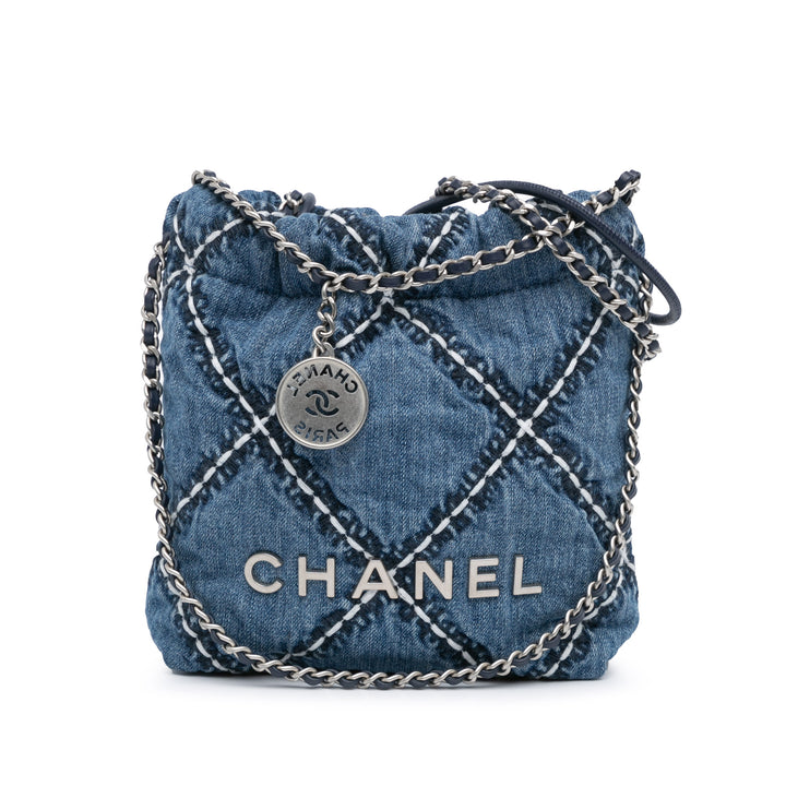 Mini Denim Stitched 22 Satchel Blue - Gaby Paris