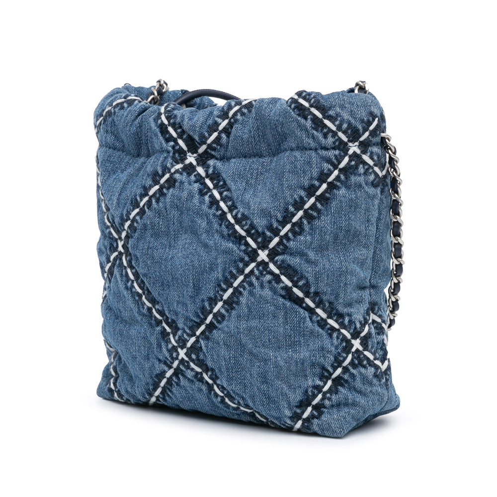 Mini Denim Stitched 22 Satchel Blue - Gaby Paris