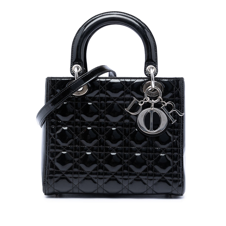 Dior Medium Cuir verni Cannage Lady Dior