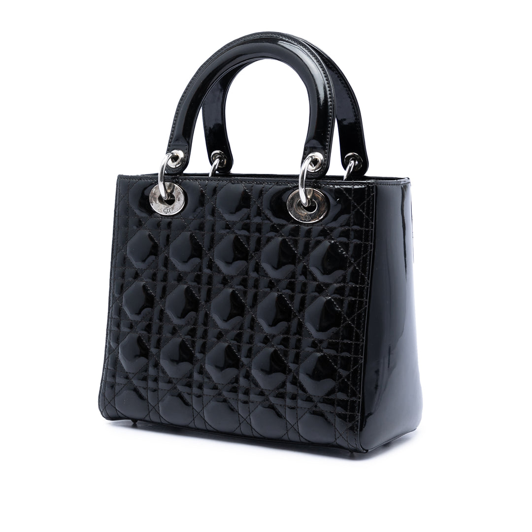 Dior Medium Cuir verni Cannage Lady Dior