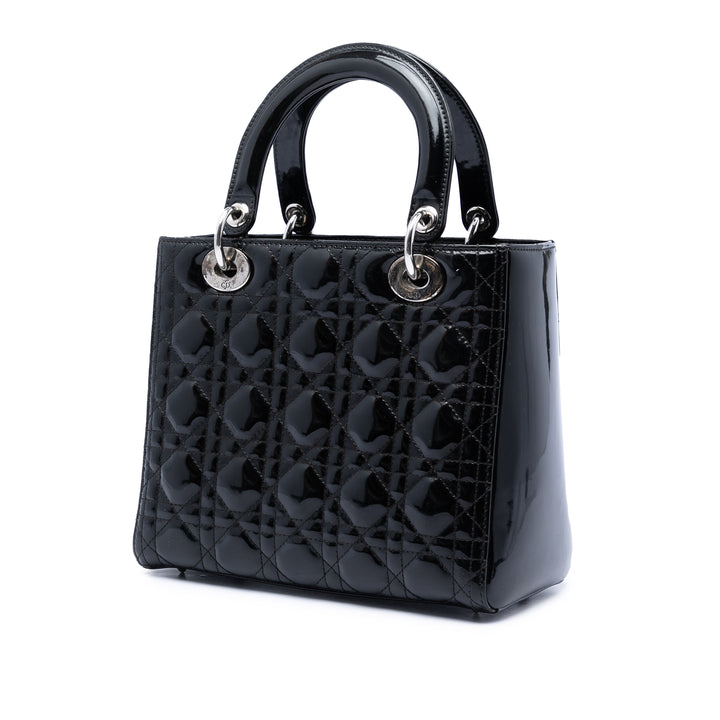 Dior Medium Cuir verni Cannage Lady Dior
