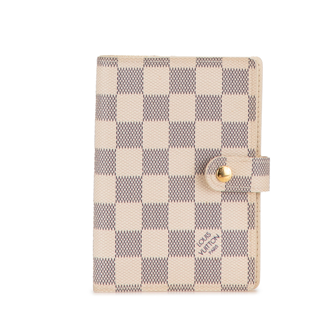 Louis Vuitton Damier Azur Small Ring Agenda Cover White - GABY PARIS