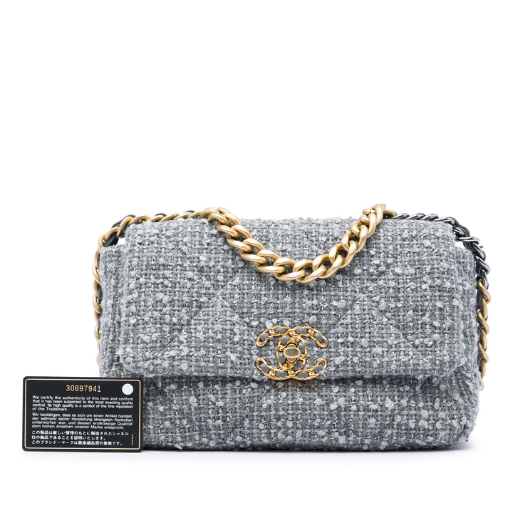 19 à rabat Moyen Tweed Gris