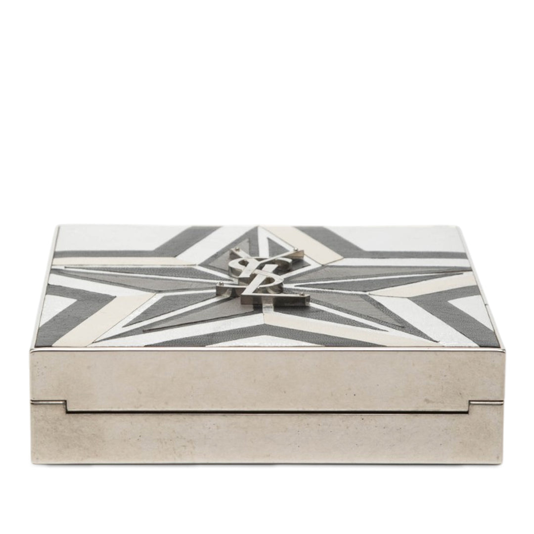 Saint Laurent Metal et Cuir Tuxedo Boîte Star Pochette avec chaîne