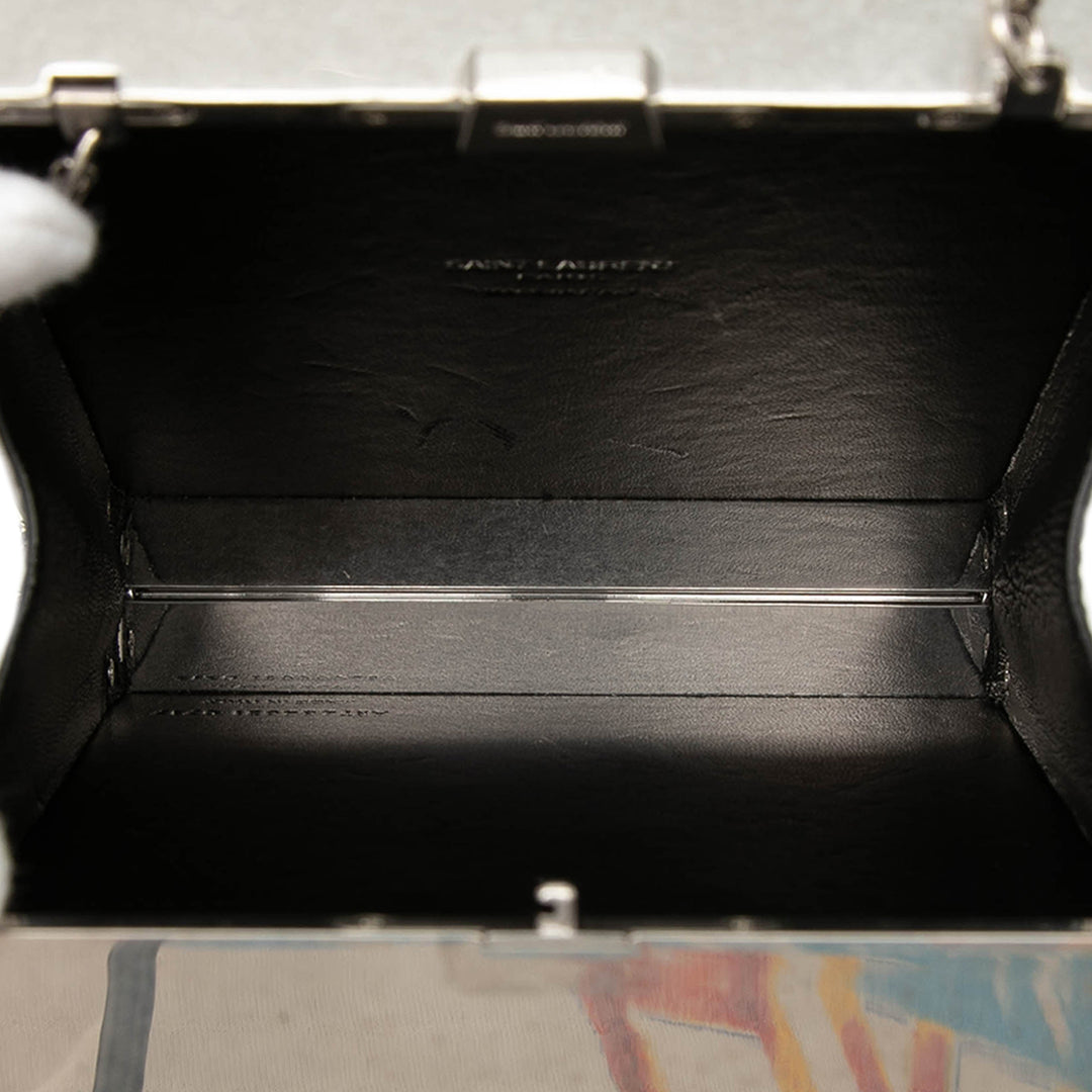 Saint Laurent Metal et Cuir Tuxedo Boîte Star Pochette avec chaîne