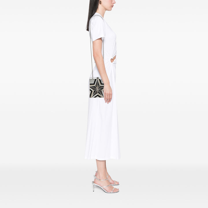Saint Laurent Metal et Cuir Tuxedo Boîte Star Pochette avec chaîne