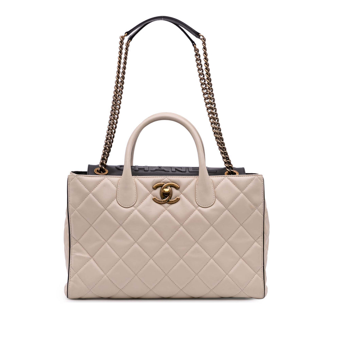 Quilted Calfskin Portobello Satchel Brown - Gaby Paris