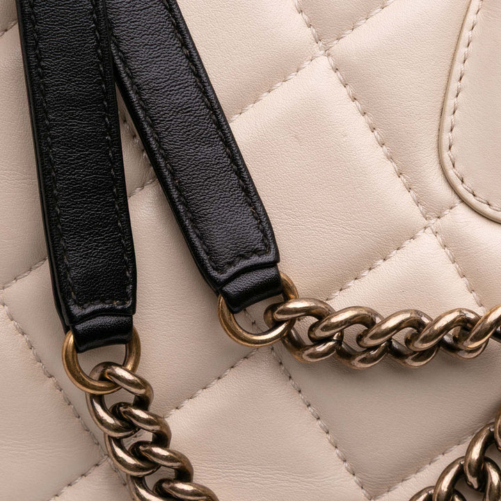 Quilted Calfskin Portobello Satchel Brown - Gaby Paris