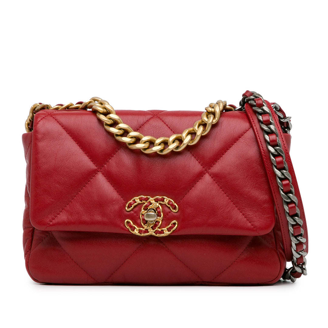 Medium Lambskin 19 Flap Red - Gaby Paris