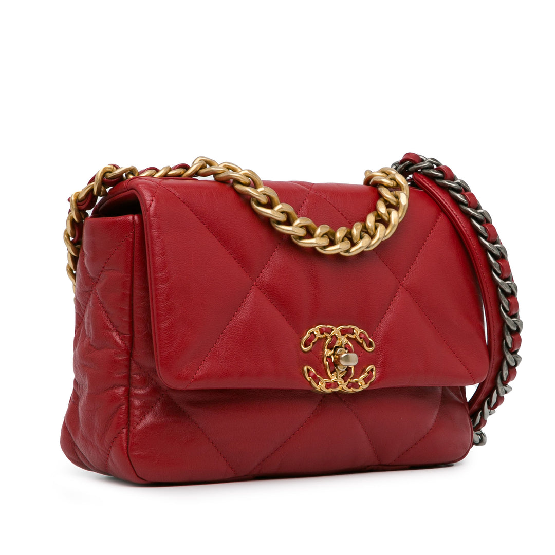 Medium Lambskin 19 Flap Red - Gaby Paris