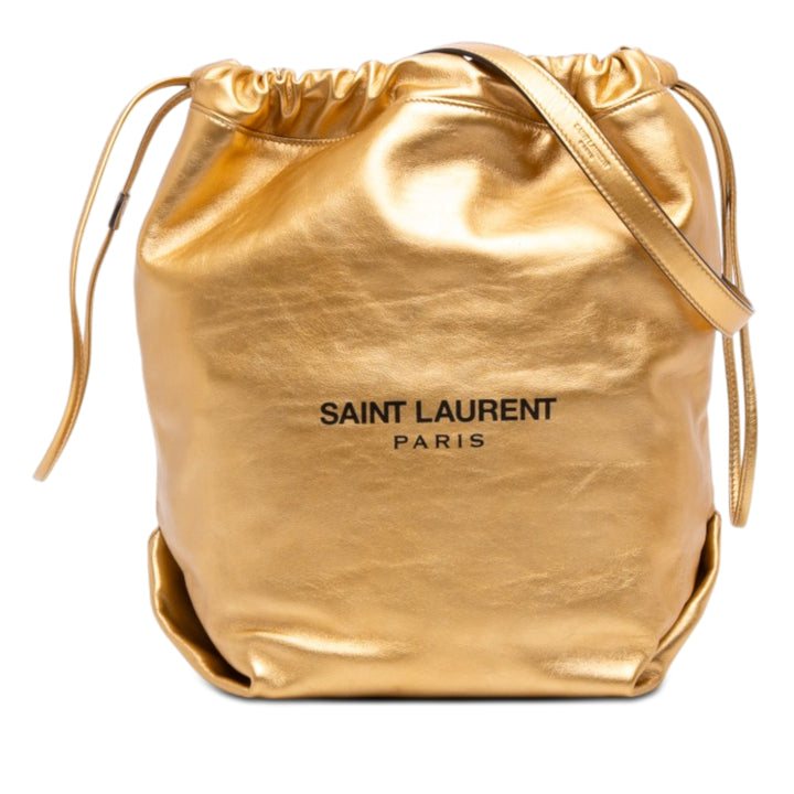 Saint Laurent Small Metallic Cuir d'agneau Teddy Bucket Sac