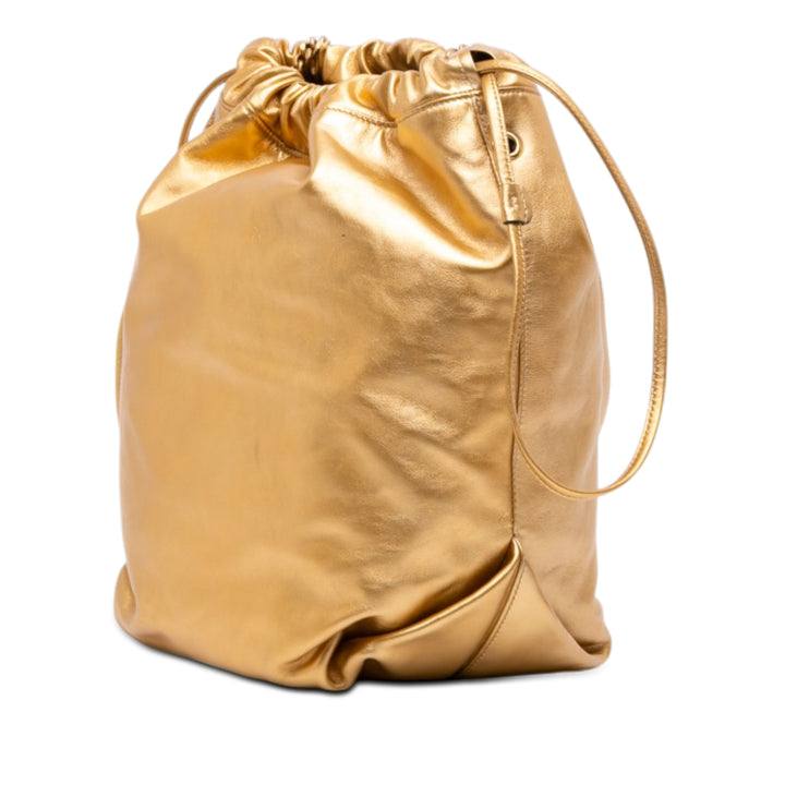 Saint Laurent Small Metallic Cuir d'agneau Teddy Bucket Sac