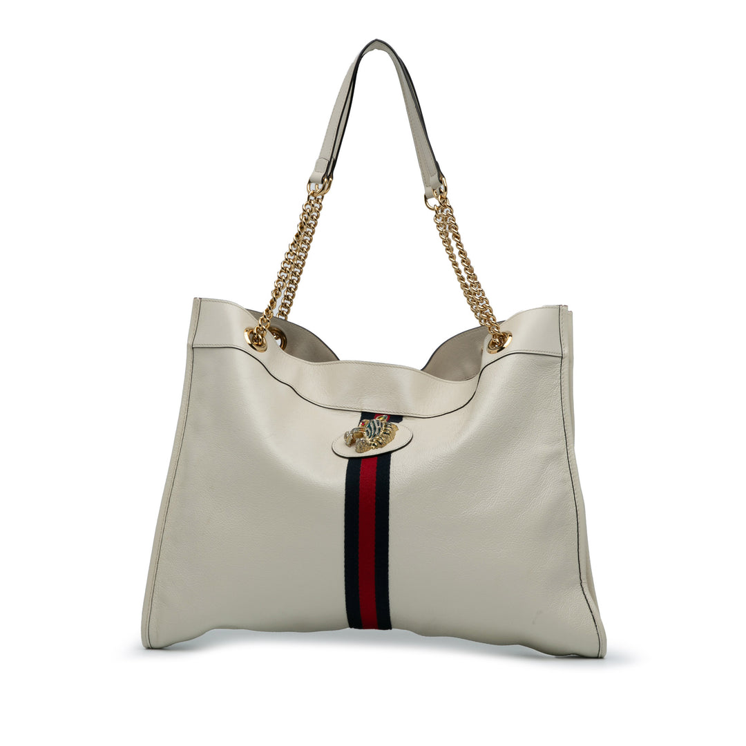 Gucci Large Web Leather Rajah Tote White - GABY PARIS