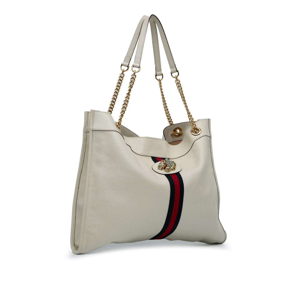 Gucci Large Web Leather Rajah Tote White - GABY PARIS