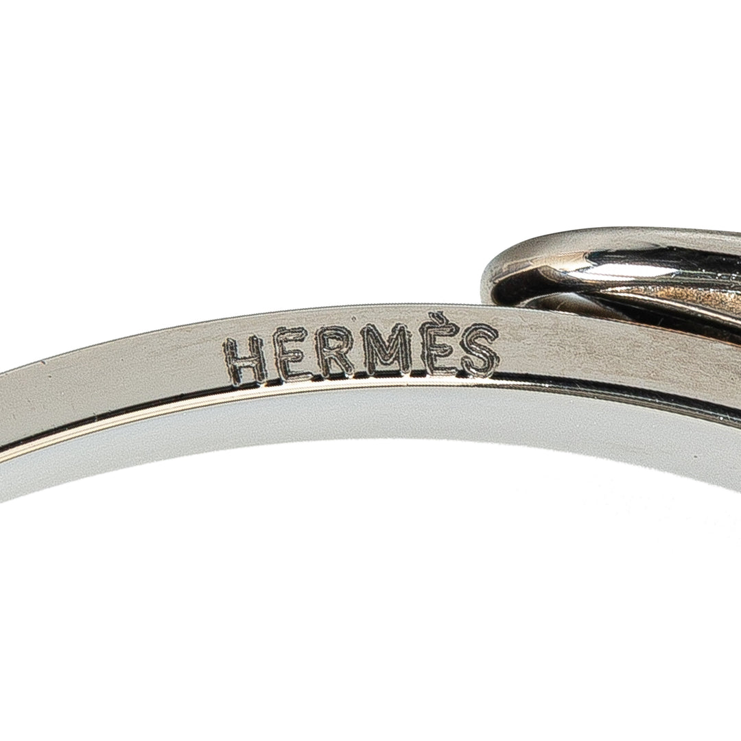 Hermès Palladium Plated Leather Belt Buckle Bangle Black - GABY PARIS