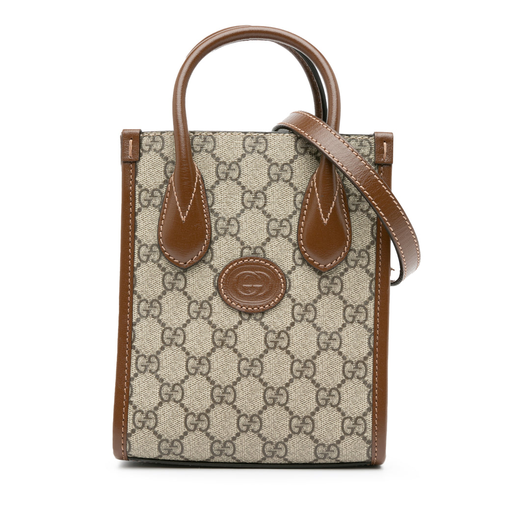 Mini GG Supreme Interlocking G Satchel Brown - Gaby Paris