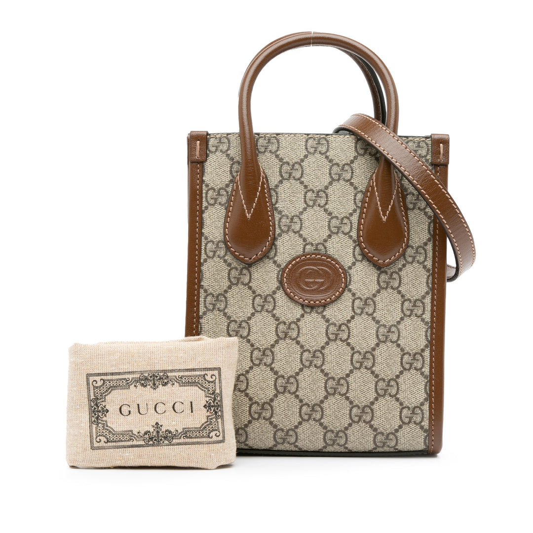 Mini GG Supreme Interlocking G Satchel Brown - Gaby Paris