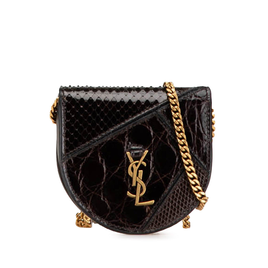 Baby Python Leather Kaia Crossbody Brown - Gaby Paris