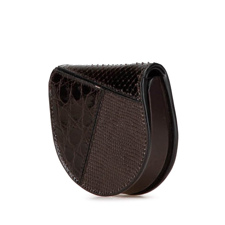 Baby Python Leather Kaia Crossbody Brown - Gaby Paris