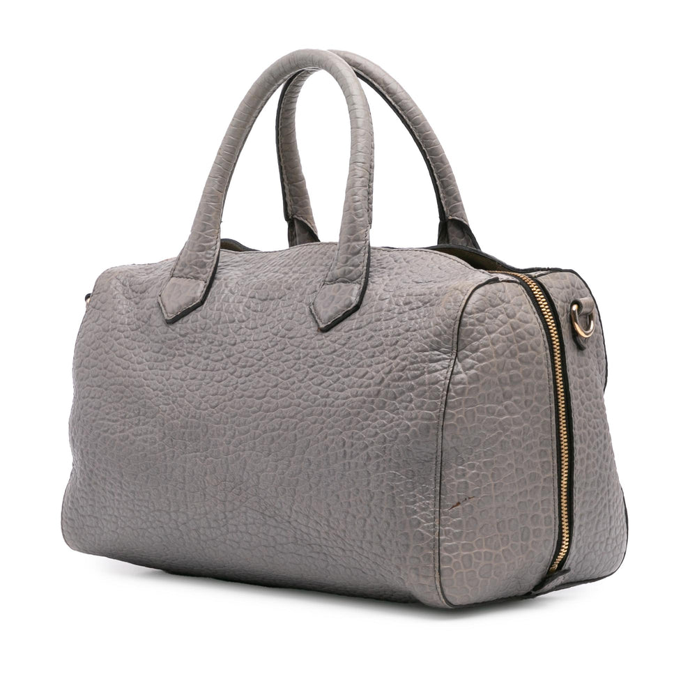 Medium Grained Calfskin Alchester Satchel Gray - Gaby Paris