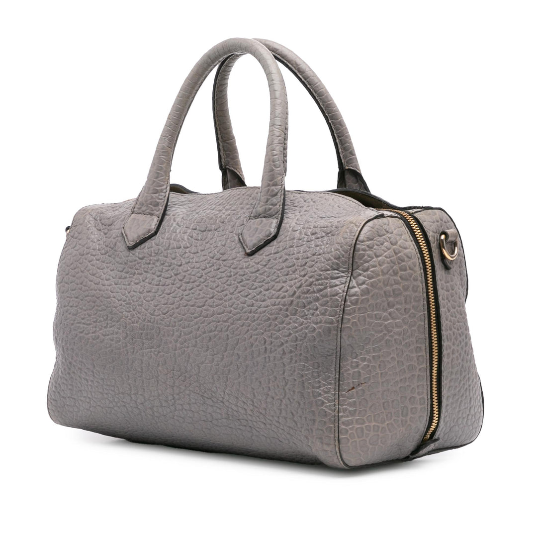 Medium Grained Calfskin Alchester Satchel Gray - Gaby Paris