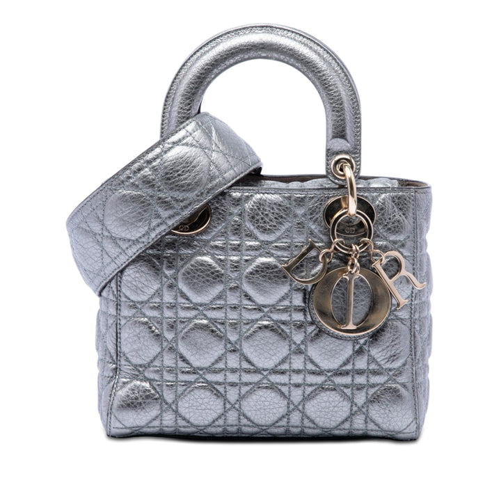 Dior Small Metallic Cuir de veau grainé Cannage Supple Lady Dior